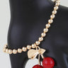 Cherry Charm Beaded Bracelet Gold Red for women - fashion jewelry by Palazzo Couture