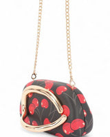 Cherry Luxe Iconic Box Clutch - Black Cherry Print - Palazzo Couture Online