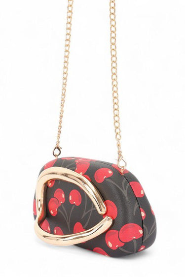 Cherry Luxe Iconic Box Clutch - Black Cherry Print - Palazzo Couture Online