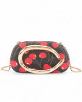 Cherry Luxe Iconic Box Clutch - Black Cherry Print - Palazzo Couture Online