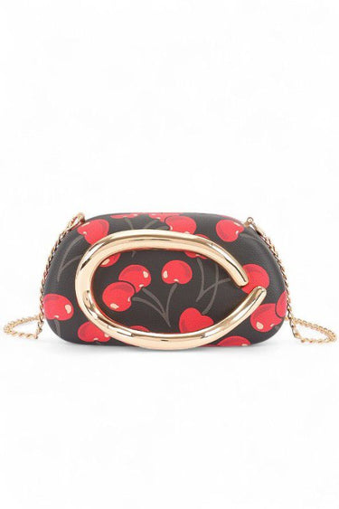 Cherry Luxe Iconic Box Clutch - Black Cherry Print - Palazzo Couture Online