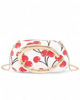 Cherry Luxe Iconic Box Clutch - White Cherry Print - Palazzo Couture Online