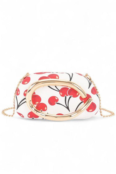 Cherry Luxe Iconic Box Clutch - White Cherry Print - Palazzo Couture Online
