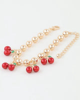 Cherry Pop Charm Bracelet Gold Red - Palazzo Couture Online