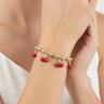 Cherry Pop Charm Bracelet Gold Red for women - fashion jewelry by Palazzo Couture