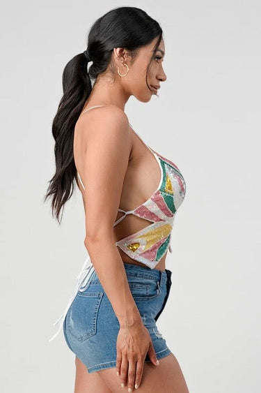 Chic Butterfly Top (white Multi) - stylish going out top