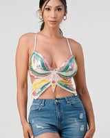 Chic Butterfly Top (white Multi) for women - top by Palazzo Couture