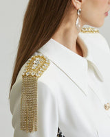 Chic Commander Mini Dress (White/Black) - Palazzo Couture Online