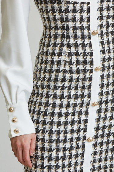 Chic Commander Mini Dress (White/Black) - Palazzo Couture Online
