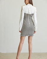 Chic Commander Mini Dress (White/Black) - Palazzo Couture Online