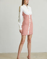 Chic Commander Mini Dress (White/Red) - Palazzo Couture Online