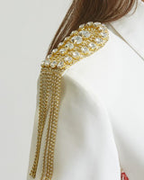 Chic Commander Mini Dress (White/Red) - Palazzo Couture Online