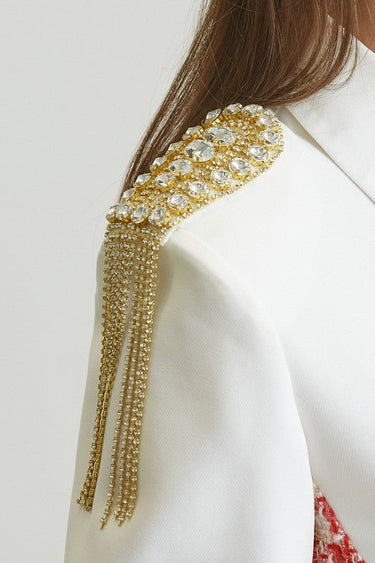 Chic Commander Mini Dress (White/Red) - Palazzo Couture Online