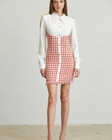 Chic Commander Mini Dress (White/Red) - Palazzo Couture Online