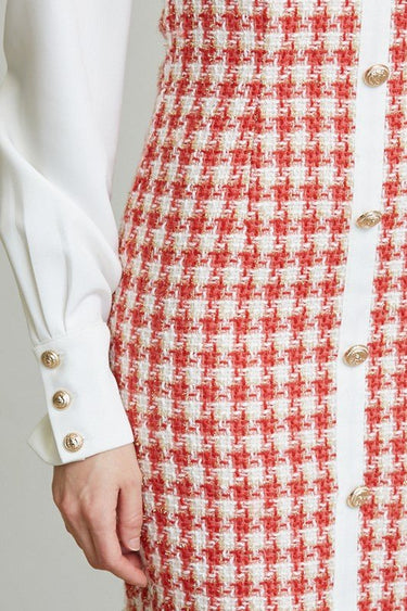 Chic Commander Mini Dress (White/Red) - Palazzo Couture Online