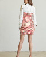 Chic Commander Mini Dress (White/Red) - Palazzo Couture Online