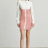 Chic Commander Mini Dress (White/Red) front view showing mini dress silhouette