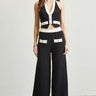 Chic Contrast - Trim Two - Piece Pant Set - Palazzo Couture Online
