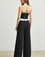 Chic Contrast - Trim Two - Piece Pant Set - Palazzo Couture Online