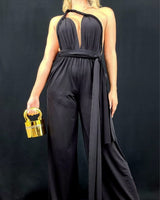 Chic Convertible Self Tie Jumpsuit (Black) - Palazzo Couture Online