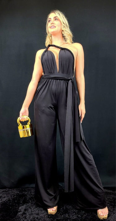 Chic Convertible Self Tie Jumpsuit (Black) - Palazzo Couture Online