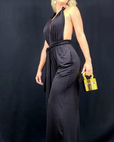 Chic Convertible Self Tie Jumpsuit (Black) - Palazzo Couture Online