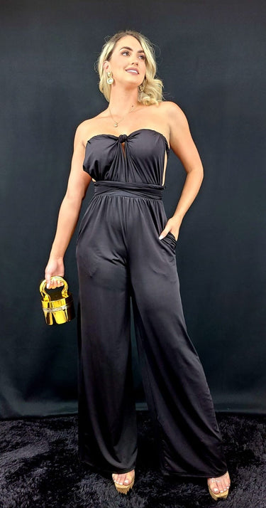Chic Convertible Self Tie Jumpsuit (Black) - Palazzo Couture Online