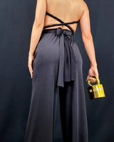 Chic Convertible Self Tie Jumpsuit (Black) - Palazzo Couture Online