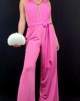 Chic Convertible Self Tie Jumpsuit (Candy Pink) - Palazzo Couture Online