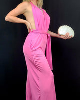 Chic Convertible Self Tie Jumpsuit (Candy Pink) - Palazzo Couture Online