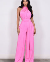 Chic Convertible Self Tie Jumpsuit (Candy Pink) - Palazzo Couture Online