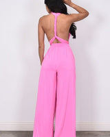 Chic Convertible Self Tie Jumpsuit (Candy Pink) - Palazzo Couture Online