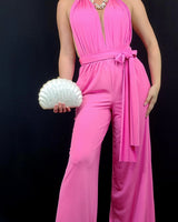 Chic Convertible Self Tie Jumpsuit (Candy Pink) - Palazzo Couture Online