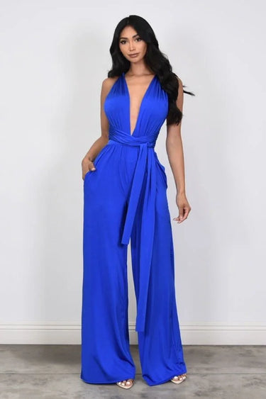 Chic Convertible Self Tie Jumpsuit (Fuchsia) - versatile one-piece outfit