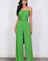Chic Convertible Self Tie Jumpsuit (Green) - versatile one-piece outfit