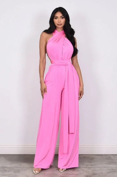 Chic Convertible Self Tie Jumpsuit (Candy Pink) - women's fashion jumpsuit for every occasion
