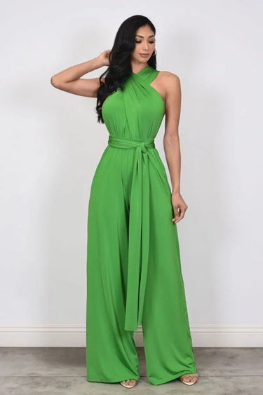 Chic Convertible Self Tie Jumpsuit (Green) - women's fashion jumpsuit for every occasion