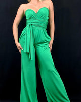 Chic Convertible Self Tie Jumpsuit (Green) - Palazzo Couture Online