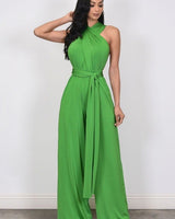 Chic Convertible Self Tie Jumpsuit (Green) - Palazzo Couture Online