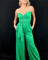 Chic Convertible Self Tie Jumpsuit (Green) - Palazzo Couture Online