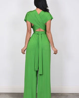 Chic Convertible Self Tie Jumpsuit (Green) - Palazzo Couture Online