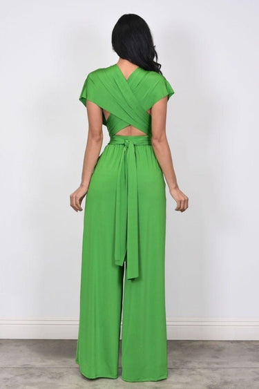 Chic Convertible Self Tie Jumpsuit (Green) - Palazzo Couture Online