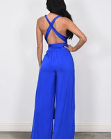 Chic Convertible Self Tie Jumpsuit (Royal Blue) - women's one-piece outfit for going out