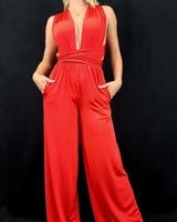 Chic Convertible Self Tie Jumpsuit (Red) - Palazzo Couture Online