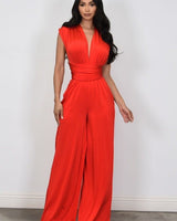 Chic Convertible Self Tie Jumpsuit (Red) - Palazzo Couture Online