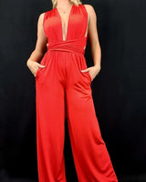 Chic Convertible Self Tie Jumpsuit (Red) - chic one-piece by Palazzo Couture