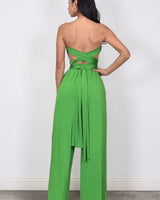 Chic Convertible Self Tie Jumpsuit (Green) - bold jumpsuit for women