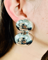 Chic Double Dome Earrings (Silver) - Palazzo Couture Online