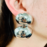 Chic Double Dome Earrings (Silver) - Palazzo Couture Online