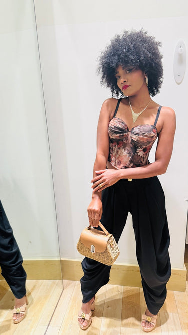 Chic Draped Pleated Pants - Black - Palazzo Couture Online